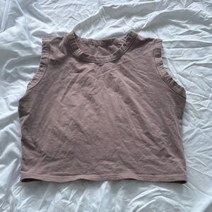 Women's Sleeveless Cropped Tank Top - Dusty Mauve